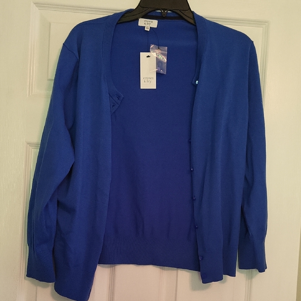 Crown & Ivy Blue Cardigan Sweater